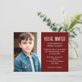 Rood Latter-day Saint Child Foto Doop Kaart (Staand voorkant)