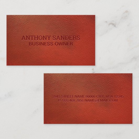 rood leder | Emboss Lettering Visitekaartje (Voorkant / Achterkant)