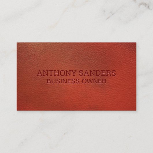 rood leder | Emboss Lettering Visitekaartje (Voorkant)