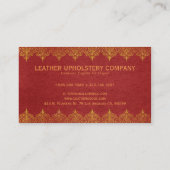 Rood leder en gouden riemen visitekaartje (Achterkant)