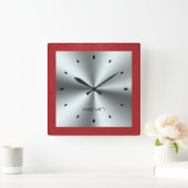 Rood leder en metalen roestvrij staal vierkante klok (Huis)