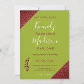 Rood leder Geometrische niet-binaire bruiloft Kaart (Voorkant)