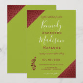 Rood leder Geometrische niet-binaire bruiloft Kaart (Voorkant / Achterkant)