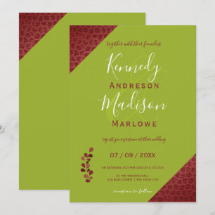 Rood leder Geometrische niet-binaire bruiloft Kaart