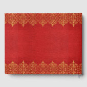 Rood leder &  gouden kanten rand gastenboek (Achterkant)