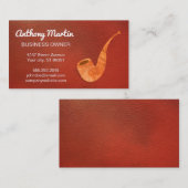 Rood leder | Houten pijp Visitekaartje (Voorkant / Achterkant)