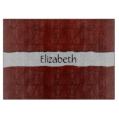 Rood leder, lederen achtergrond, Jouw naam Snijplank (Voorkant)