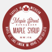 Rood leder Logo en staatsnaam Maple Syrup Label (Voorkant)