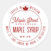 Rood leder Logo en staatsnaam Maple Syrup Label (Voorkant)