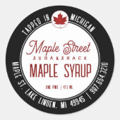 Rood leder Logo en staatsnaam Maple Syrup Label (Voorkant)