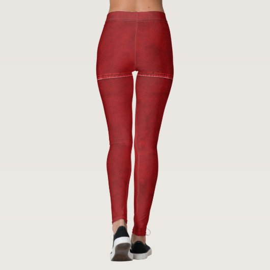 Rood leder met grafisch vormig zwart monogram, op  leggings (Achterkant)