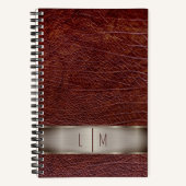 Rood leder monogram notitieboek (Voorkant)