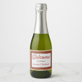 Rood leder op Cream Suede Sparkling Wijnetiket (Voorkant)