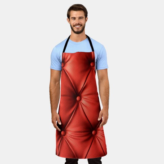 Rood leder, textuur schort (Gedragen)