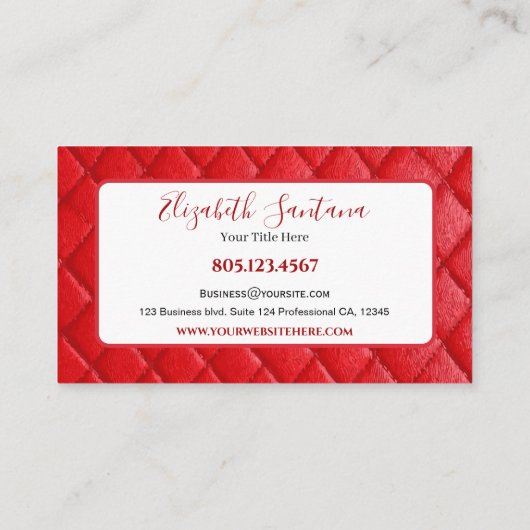 Rood leder visitekaartje (Achterkant)