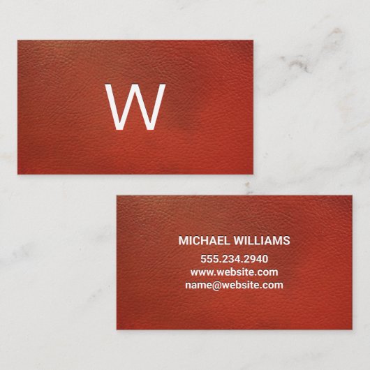 Rood leder visitekaartje (Voorkant / Achterkant)