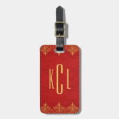 Rood lederen gouden kanten accenten bagagelabel (Voorkant verticaal)