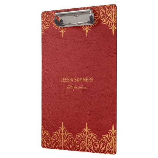 Rood lederen gouden rand Lijst Klembord (Links)
