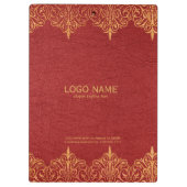 Rood lederen gouden rand Lijst Klembord (Achterkant)