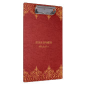 Rood lederen gouden rand Lijst Klembord (Rechts)