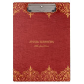 Rood lederen gouden rand Lijst Klembord (Voorkant)