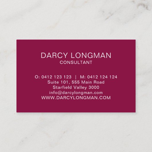 Rood lederen graan look zwart houtskool goud visitekaartje (Achterkant)