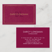 Rood lederen graan look zwart houtskool goud visitekaartje (Voorkant / Achterkant)