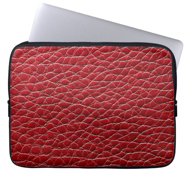 Rood lederen patroon laptop sleeve (Voorkant)