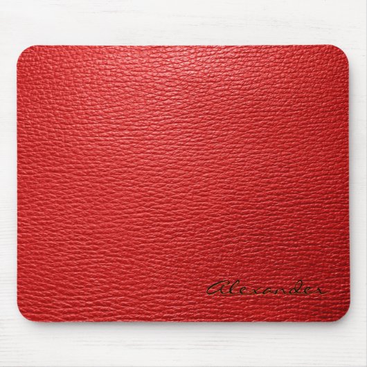 Rood lederen patroon look- Custom Monogram Muismat (Voorkant)