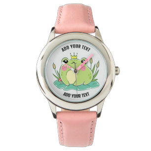 Rood lederen riem van roestvrij kind horloge