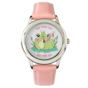 Rood lederen riem van roestvrij kind horloge