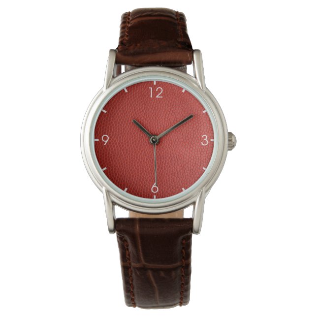 Rood lederen textiel horloge (Voorkant)