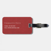 Rood lederen wit bedrijf logo naam bagagelabel (Achterkant horizontaal)