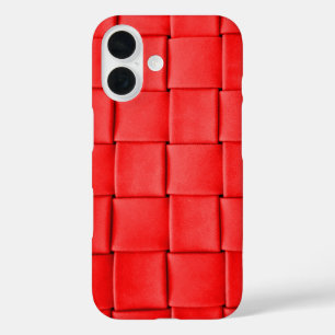 rood lederweefsel iPhone 16 hoesje