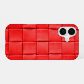 rood lederweefsel iPhone 16 hoesje (Achterkant horizontaal)