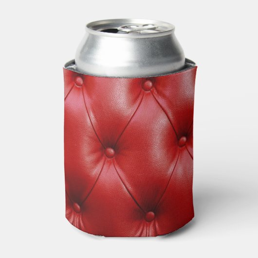 Rood leer: bekledingspatroon elegantie. blikjeskoeler (Blikje Voorkant)