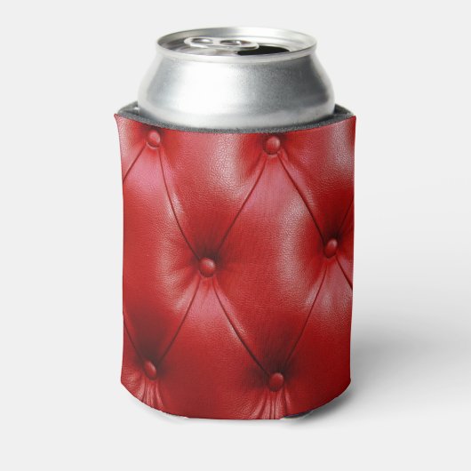 Rood leer: bekledingspatroon elegantie. blikjeskoeler (Blikje Achterkant)