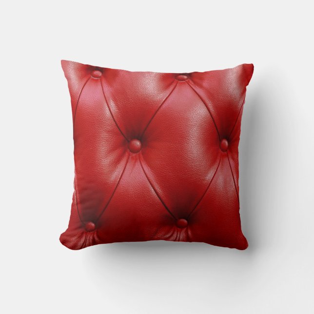 Rood leer: bekledingspatroon elegantie. kussen (Voorkant)