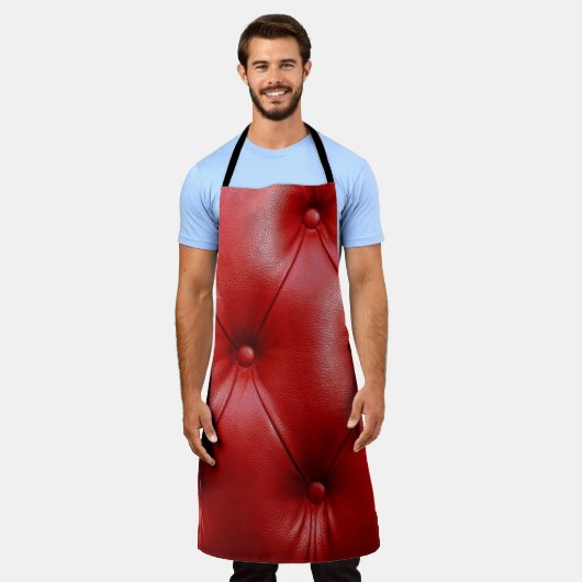 Rood leer: bekledingspatroon elegantie. schort (Gedragen)