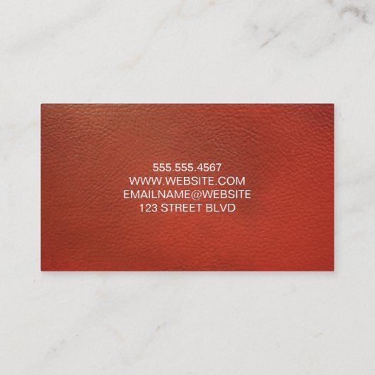 rood leer | Emboss Lettering Visitekaartje (Achterkant)