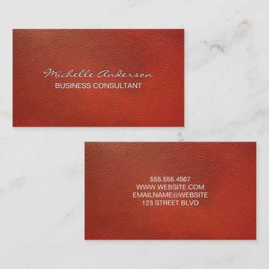 rood leer | Emboss Lettering Visitekaartje (Voorkant / Achterkant)