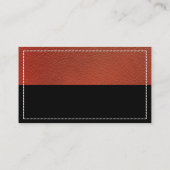 Rood leer | Zwart staafje gestikt Visitekaartje (Achterkant)