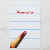 Rood leerpotlood op gelaagd papier met naam (Voorkant)