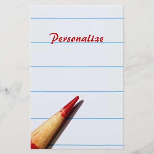 Rood leerpotlood op gelaagd papier met naam (Voorkant)