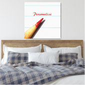 Rood leerpotlood op gelaagd papier met naam canvas afdruk (Insitu (Slaapkamer))