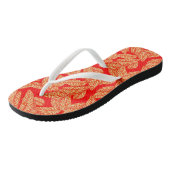 Rood lef botanische afdrukken teenslippers (Schuin)