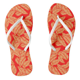 Rood lef botanische afdrukken teenslippers