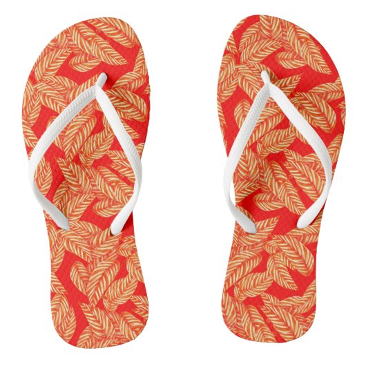 Rood lef botanische afdrukken teenslippers (Voetbed)