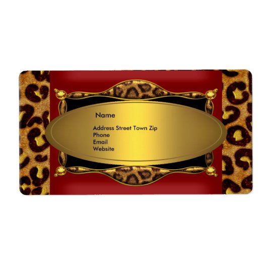 Rood Leopard Zwart Goud Label Adres 2 (Voorkant)