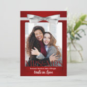 Rood lesbische homoseksuele twee bruidjes huwelijk kaart (Staand voorkant)